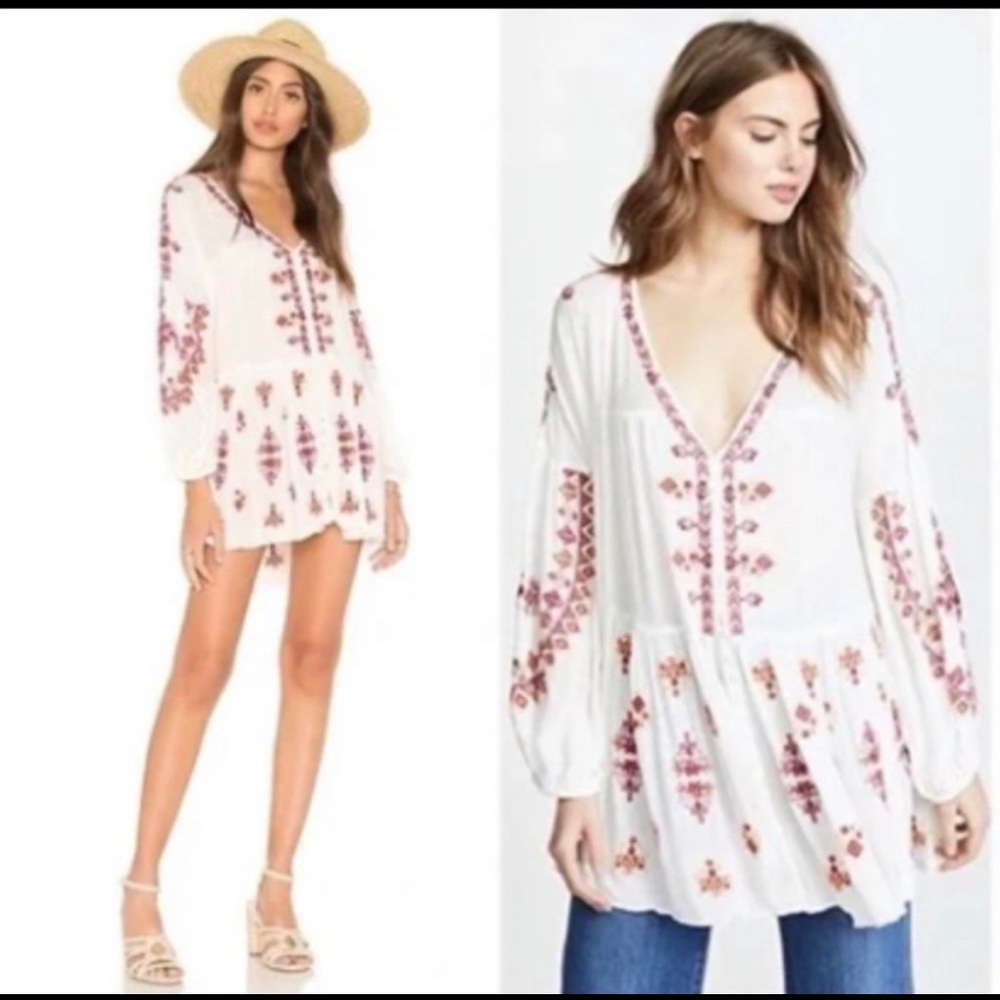 Free people Arianna embroidered tunic top small